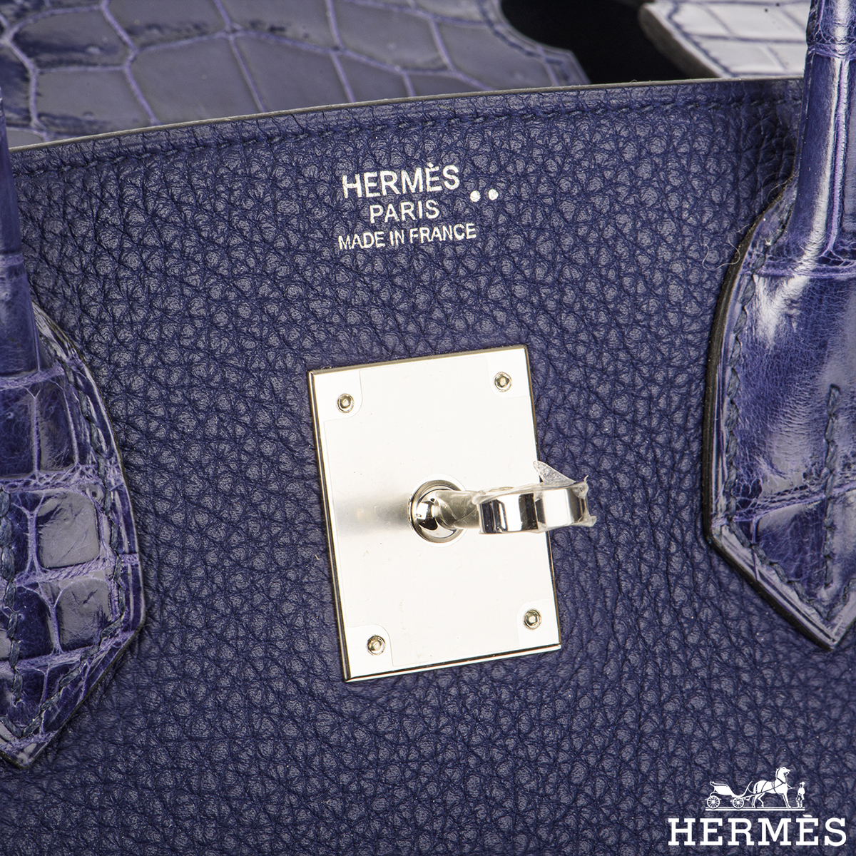 HERMES Birkin Touch Size 30 Taurillon Clemence/Sombrero Leather Blue  Encre/B